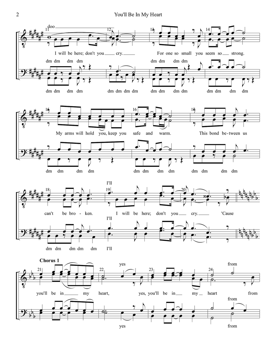 You'll Be In My Heart (Pop Version)* TTBB scores gallery preview page 2
