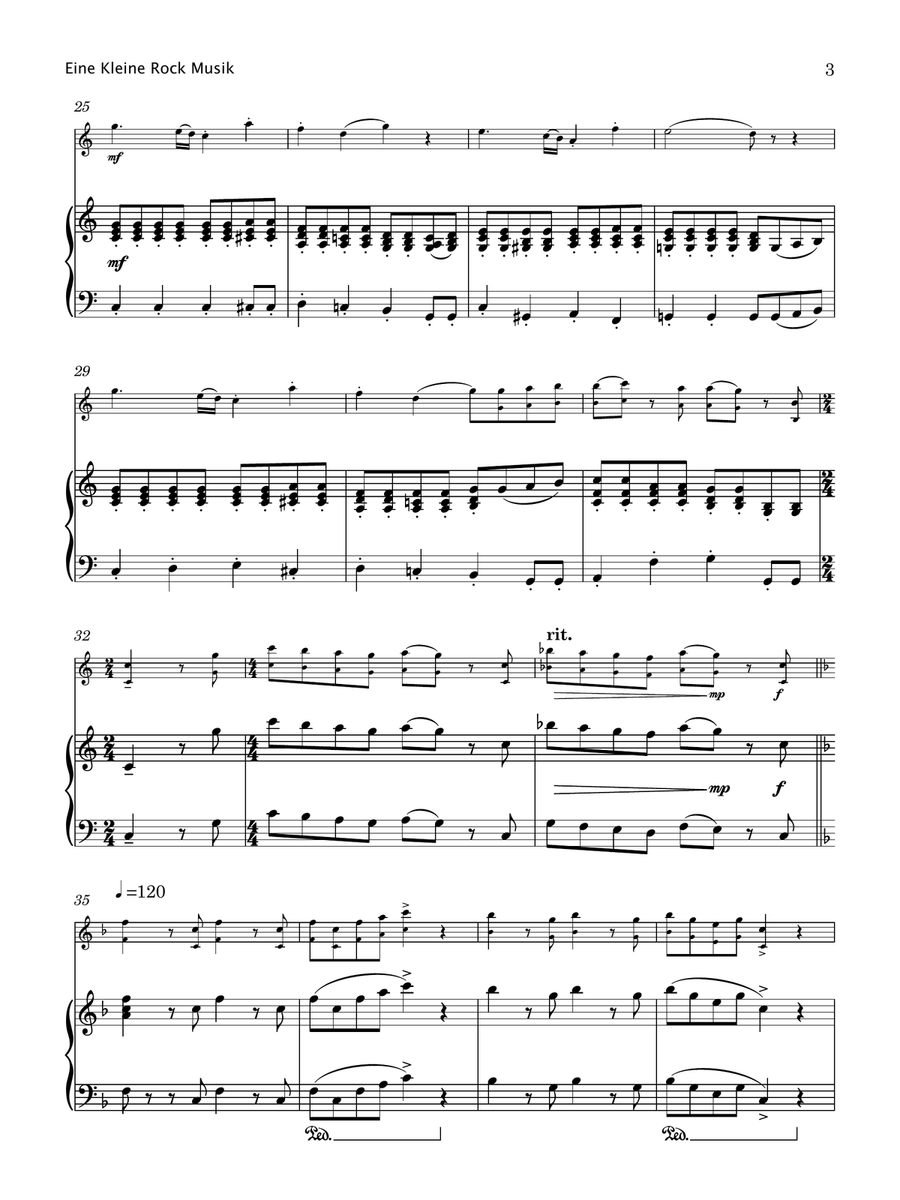 Eine Kleine Rock Music (Violin & Piano) Violin Solo scores gallery preview page 4