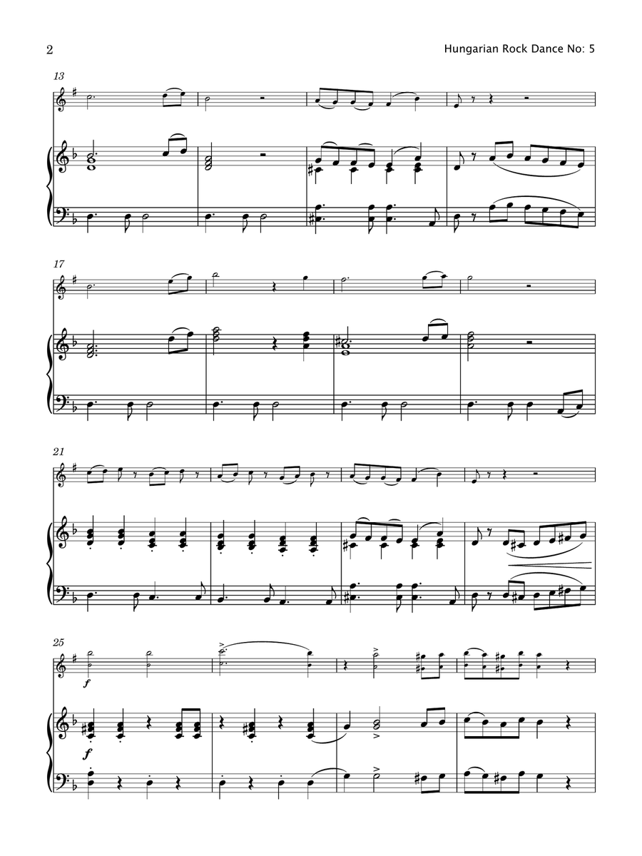 Hungarian Rock Dance No. 5 (Clarinet & Piano) B-Flat Clarinet scores gallery preview page 3