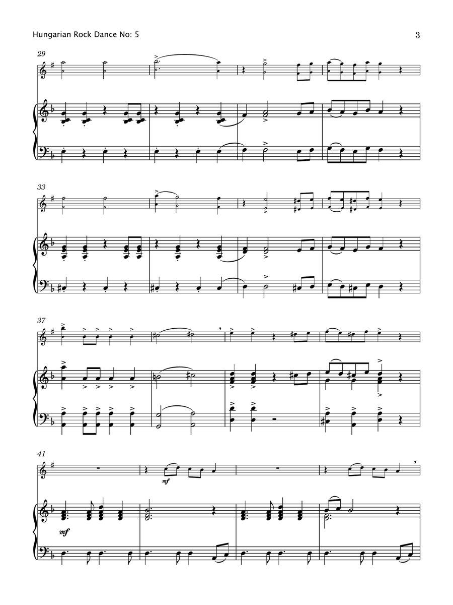 Hungarian Rock Dance No. 5 (Clarinet & Piano) B-Flat Clarinet scores gallery preview page 4
