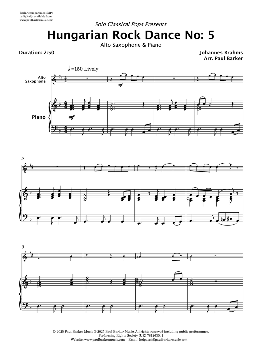 Hungarian Rock Dance No. 5 (Alto Saxophone & Piano) Alto Saxophone scores gallery preview page 2