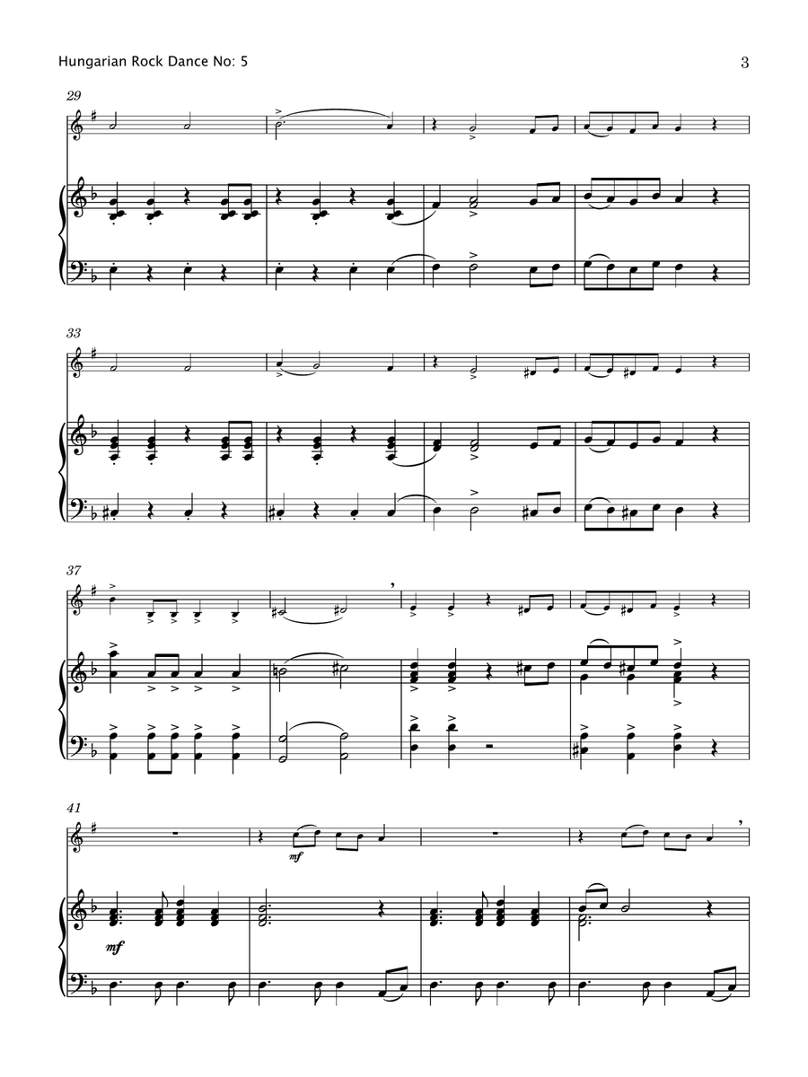 Hungarian Rock Dance No. 5 (Trumpet & Piano) B-Flat Trumpet scores gallery preview page 4