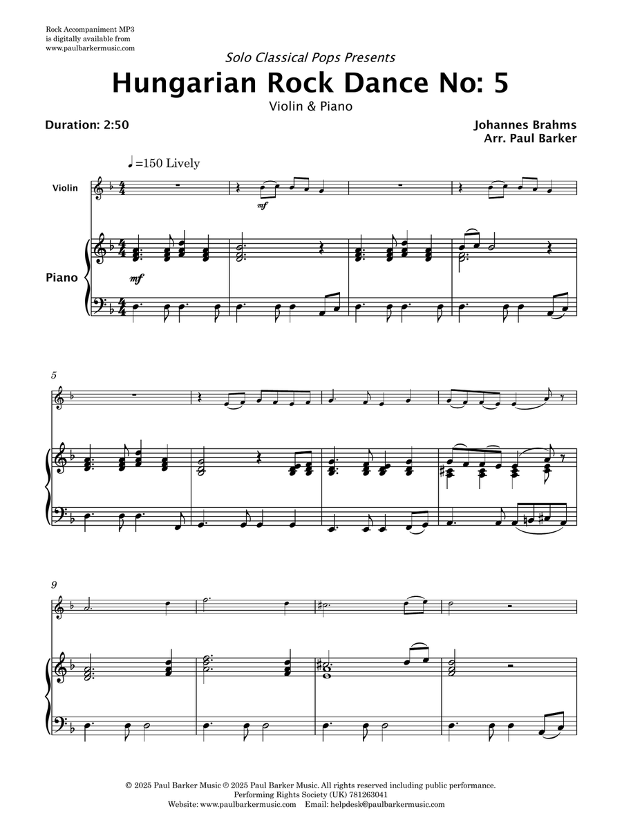 Hungarian Rock Dance No. 5 (Violin & Piano) Violin Solo scores gallery preview page 2