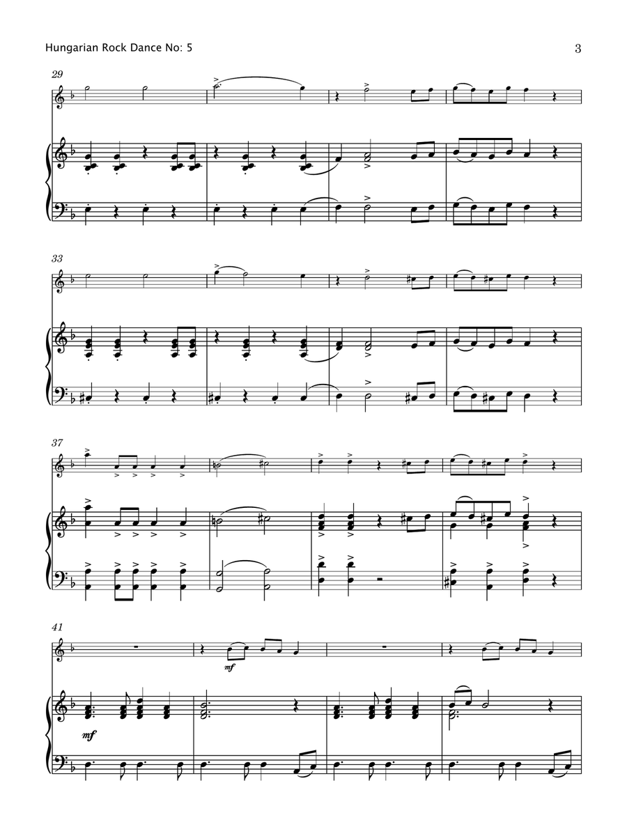 Hungarian Rock Dance No. 5 (Violin & Piano) Violin Solo scores gallery preview page 4