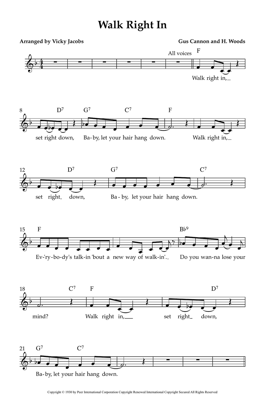 Walk Right In Walk Right In 3-Part scores gallery preview page 1