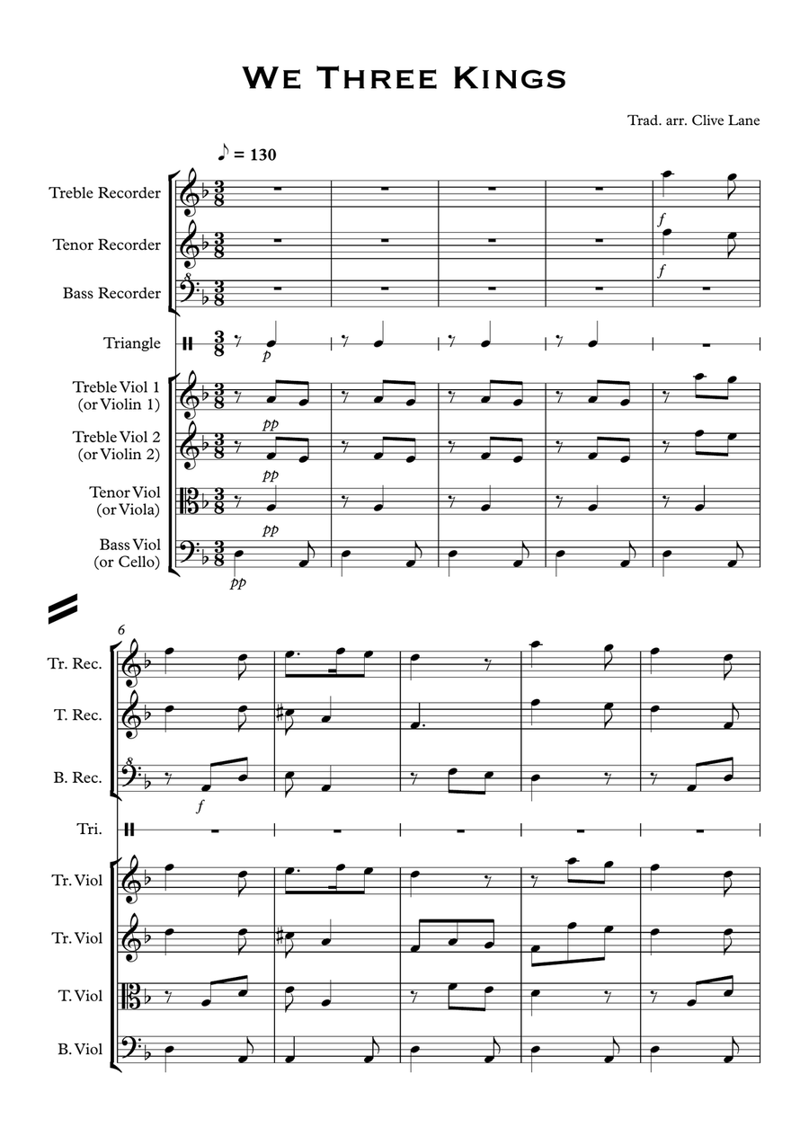 We Three Kings (recorder solists plus strings) Small Ensemble scores gallery preview page 3