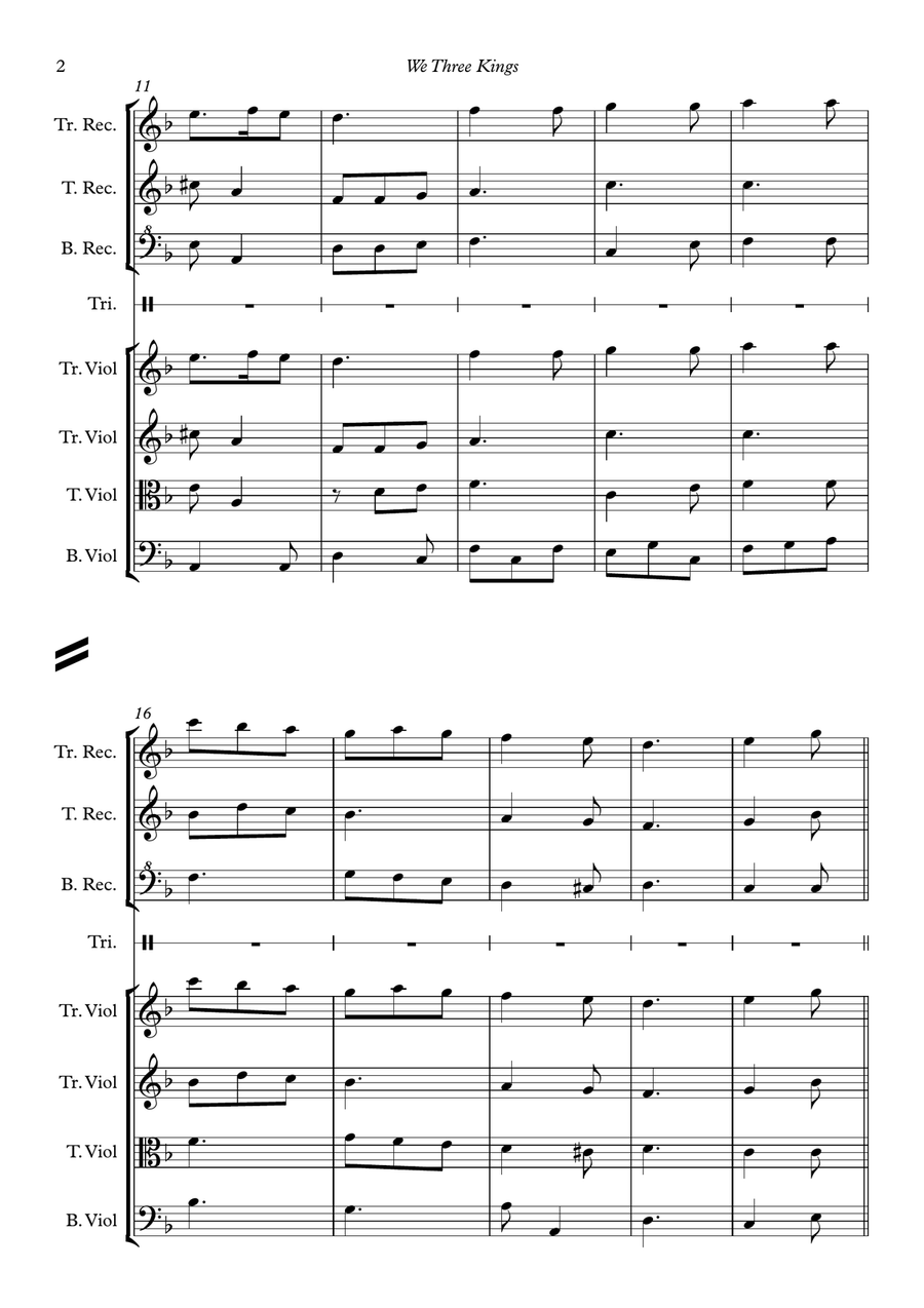 We Three Kings (recorder solists plus strings) Small Ensemble scores gallery preview page 4