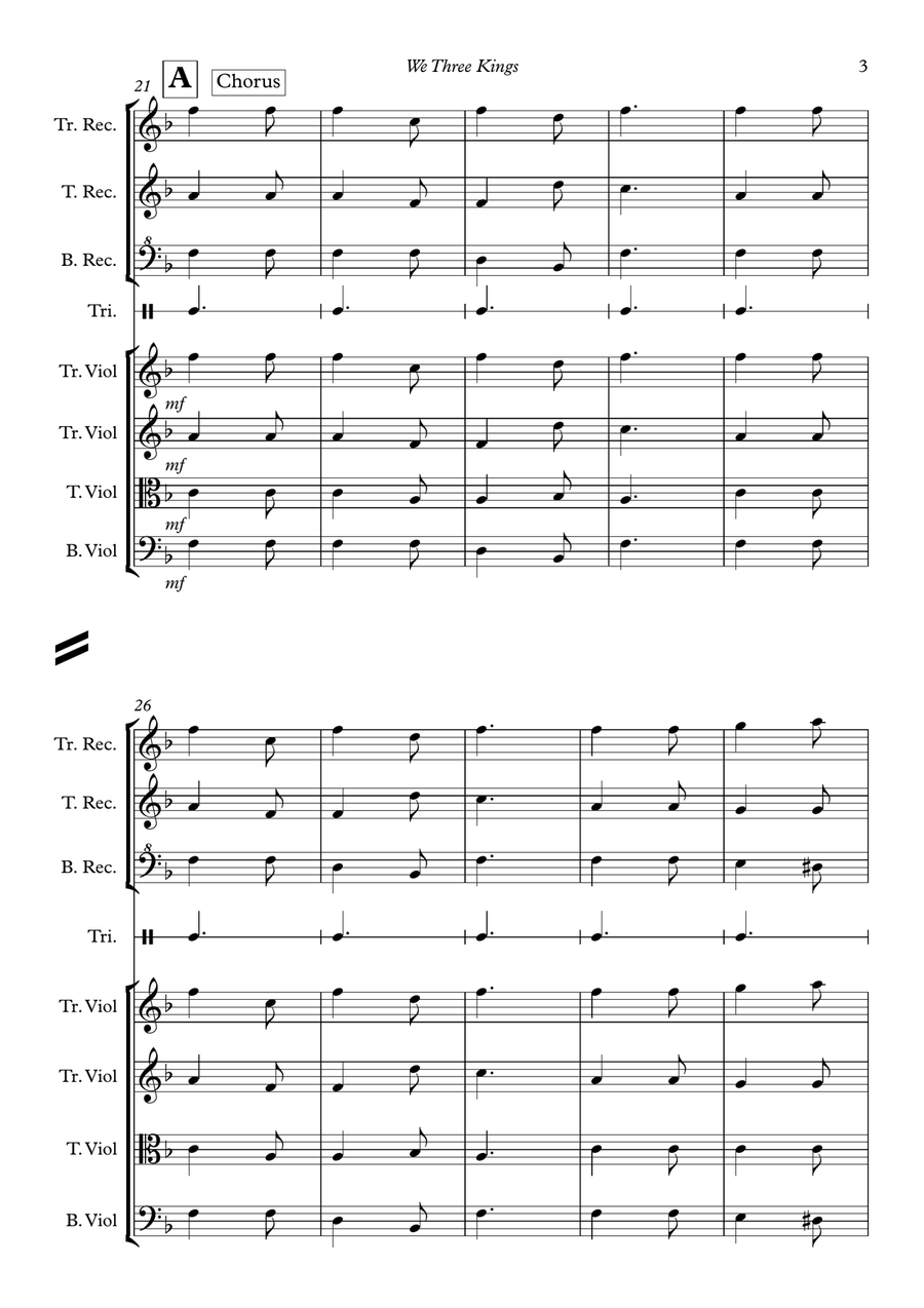 We Three Kings (recorder solists plus strings) Small Ensemble scores gallery preview page 5
