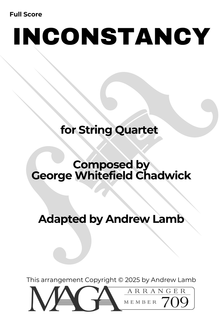 George CHADWICK | Inconstancy | for Violin Quartet String Quartet scores gallery preview page 2