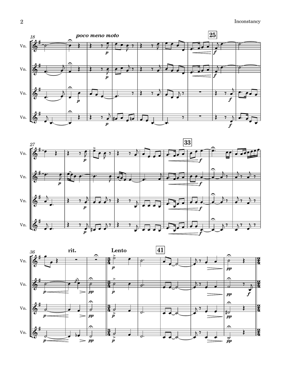 George CHADWICK | Inconstancy | for Violin Quartet String Quartet scores gallery preview page 6