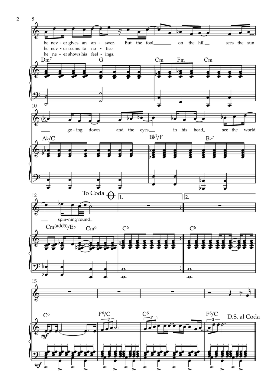 The Fool On The Hill The Fool On The Hill Piano, Vocal scores gallery preview page 2