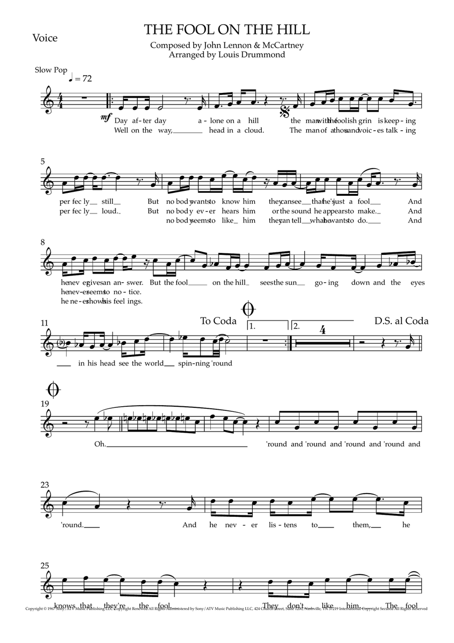 The Fool On The Hill The Fool On The Hill Piano, Vocal scores gallery preview page 5