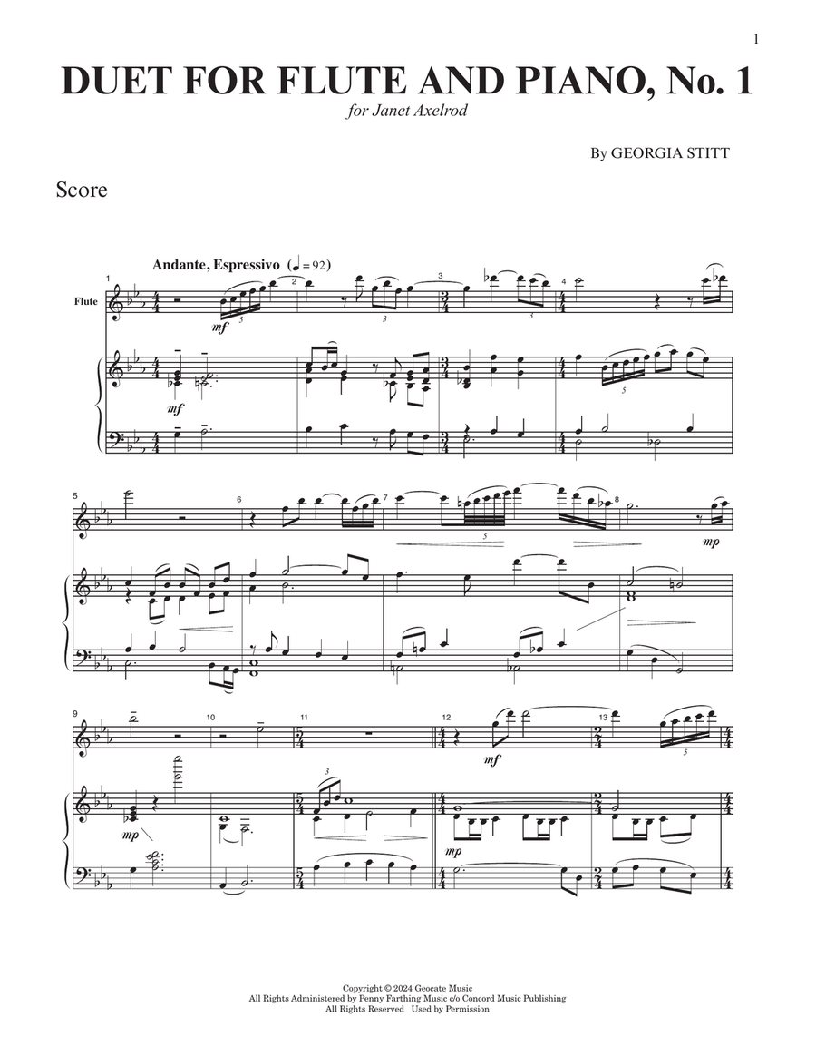 Duet For Flute And Piano, No. 1 Flute Solo scores gallery preview page 1