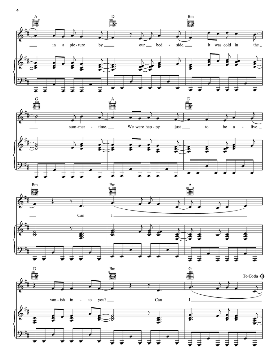Vanish Into You Vanish Into You Piano, Vocal, Guitar scores gallery preview page 4
