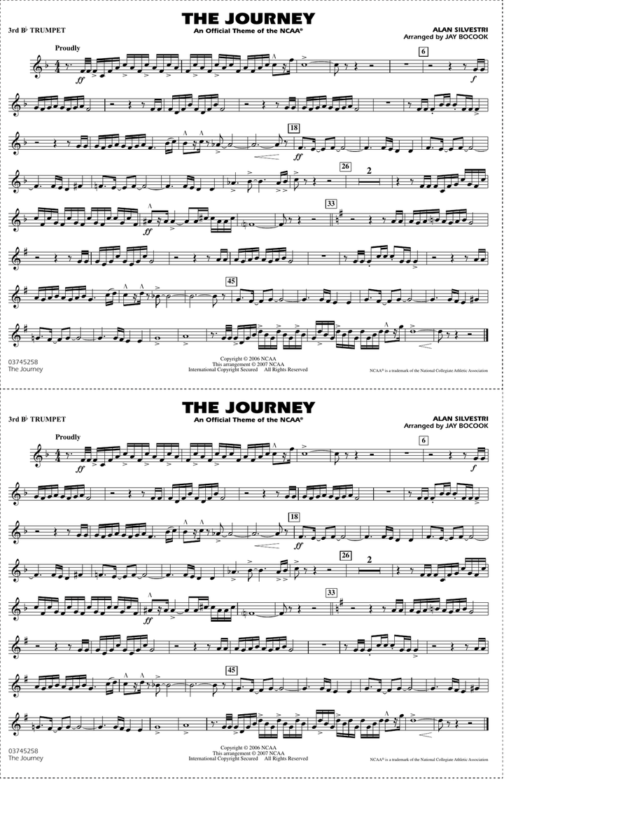 The Journey (An Official Theme of the NCAA) - 3rd Bb Trumpet Marching Band scores gallery preview page 1