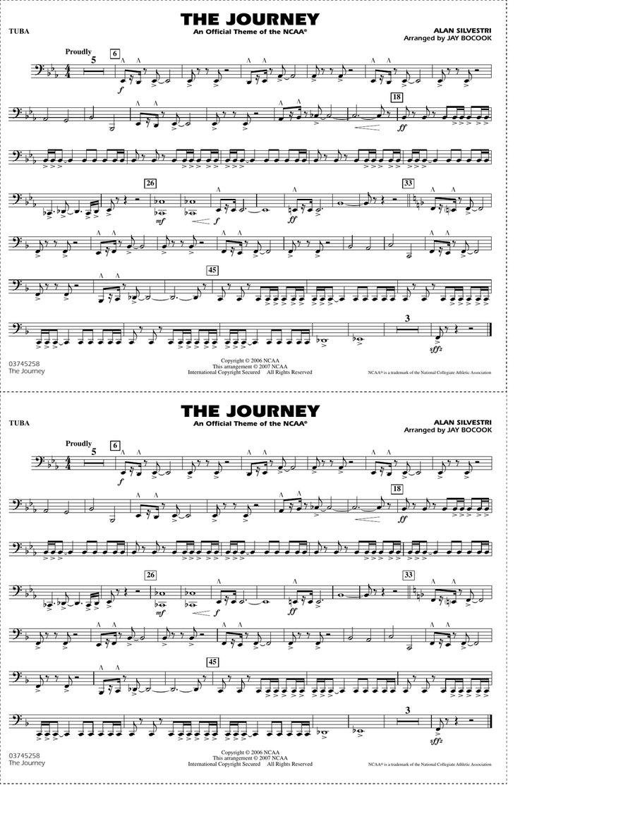 The Journey (An Official Theme of the NCAA) - Tuba Marching Band scores gallery preview page 1