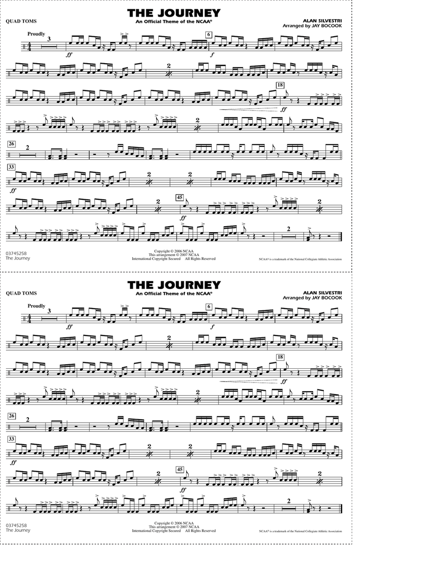 The Journey (An Official Theme of the NCAA) - Quad Toms Marching Band scores gallery preview page 1