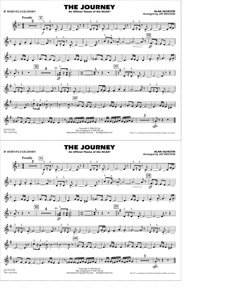 The Journey (An Official Theme of the NCAA) - Bb Horn/Flugelhorn Marching Band scores gallery preview page 1