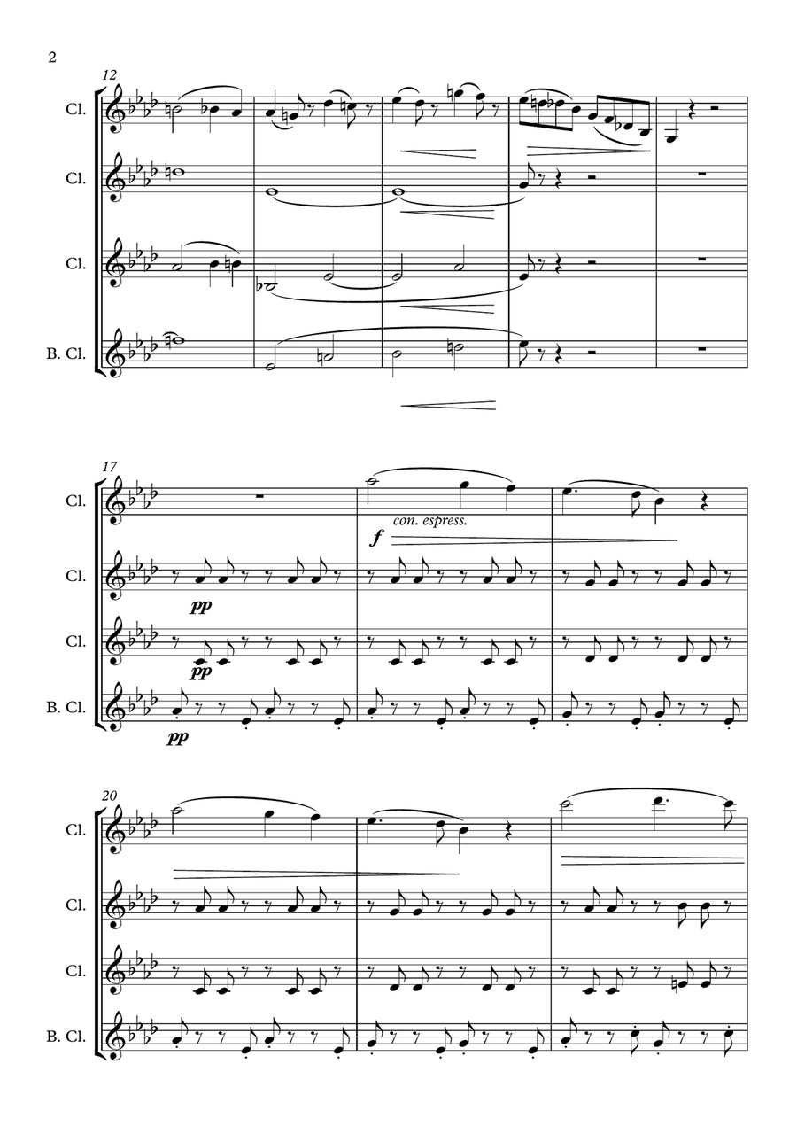 Traviata (Preludio) for clarinet quartet Clarinet Quartet scores gallery preview page 3