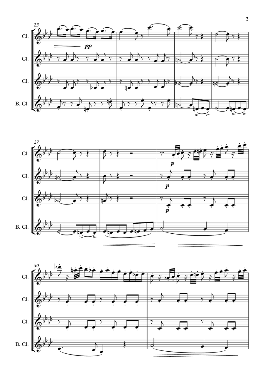 Traviata (Preludio) for clarinet quartet Clarinet Quartet scores gallery preview page 4