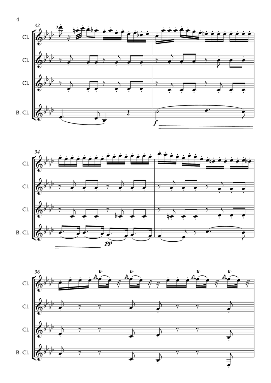 Traviata (Preludio) for clarinet quartet Clarinet Quartet scores gallery preview page 5