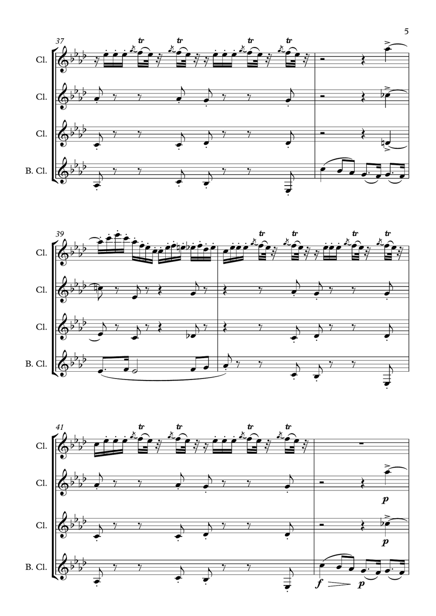 Traviata (Preludio) for clarinet quartet Clarinet Quartet scores gallery preview page 6