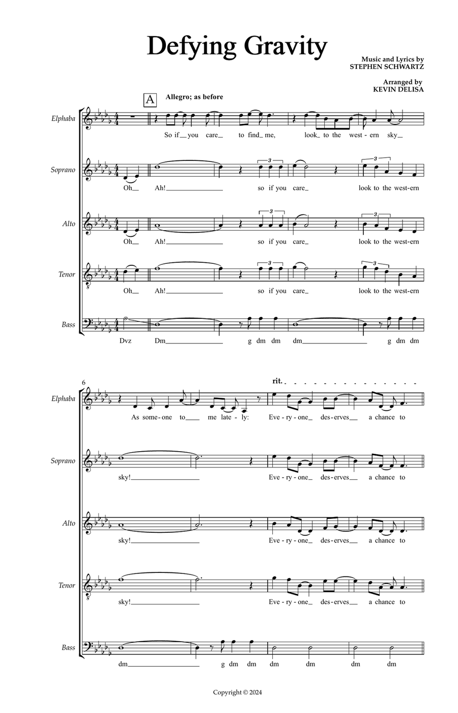 Defying Gravity Defying Gravity 4-Part scores gallery preview page 1