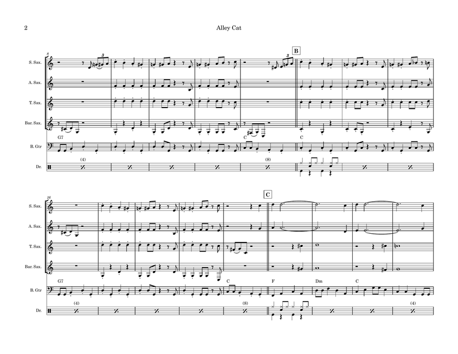 Alley Cat Alley Cat Saxophone Quartet scores gallery preview page 2