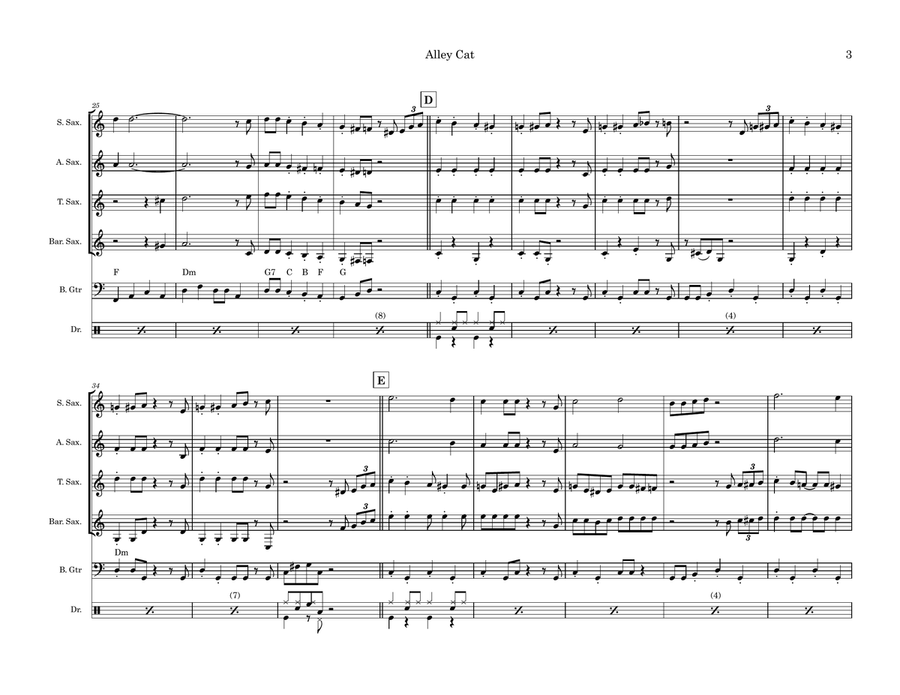 Alley Cat Alley Cat Saxophone Quartet scores gallery preview page 3