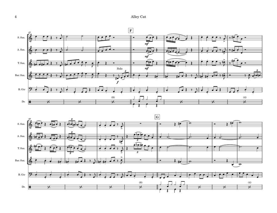 Alley Cat Alley Cat Saxophone Quartet scores gallery preview page 4