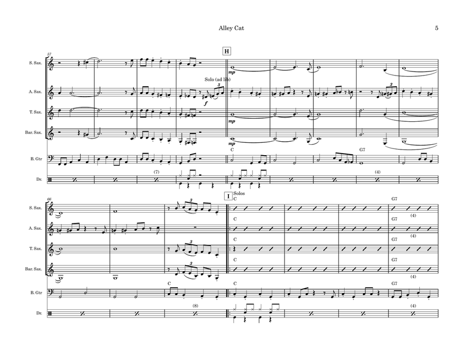 Alley Cat Alley Cat Saxophone Quartet scores gallery preview page 5