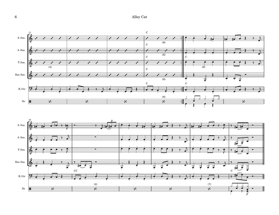 Alley Cat Alley Cat Saxophone Quartet scores gallery preview page 6