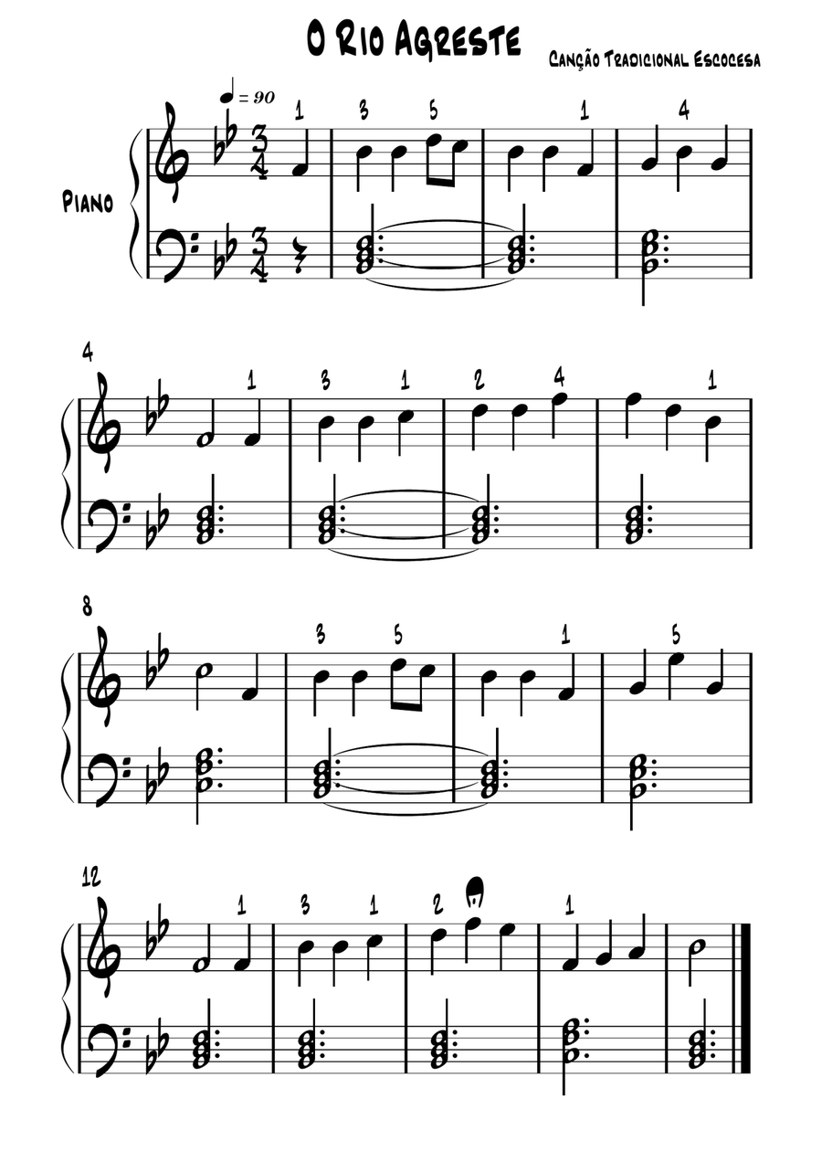 O Rio Agreste - Easy Piano (Canção Tradicional Escocesa) Piano Method scores gallery preview page 1