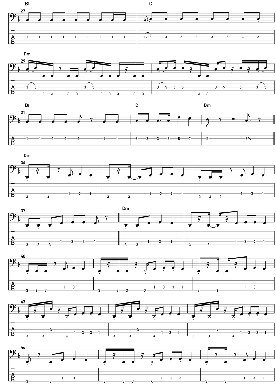 Non Mi Va Bass Guitar Tablature scores gallery preview page 2
