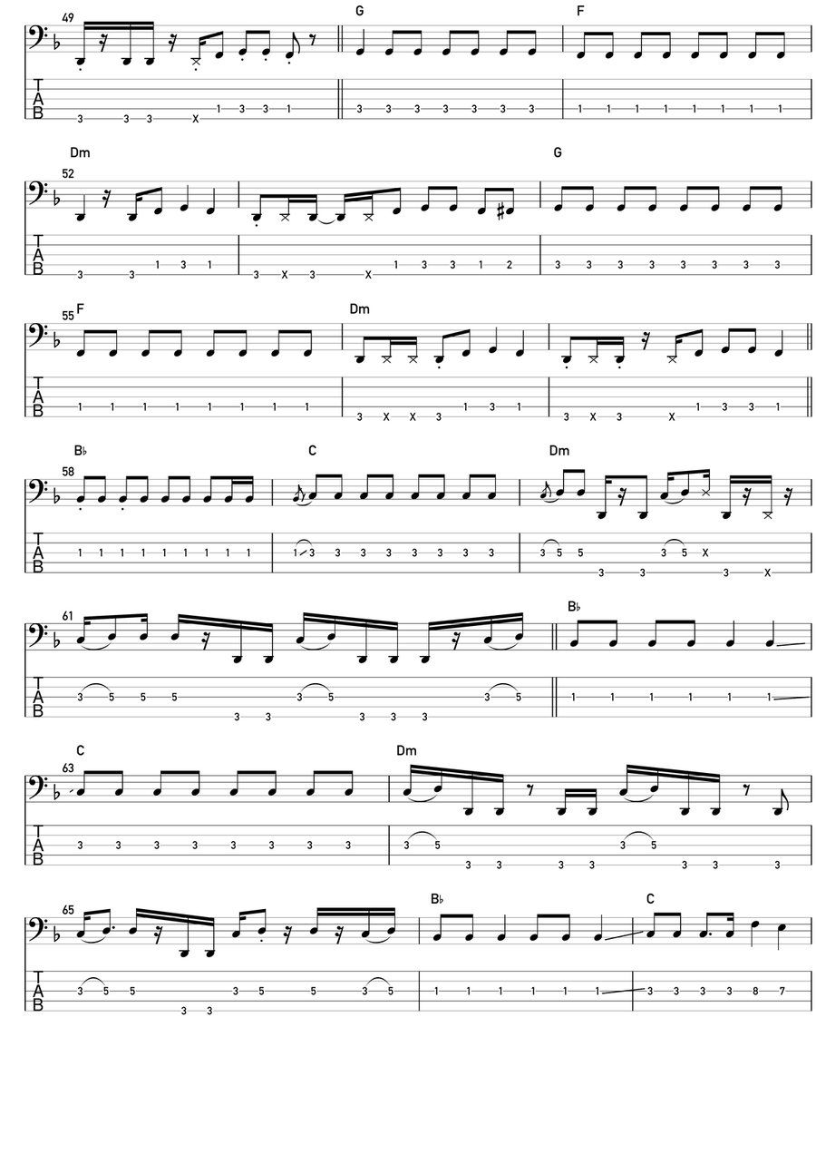Non Mi Va Bass Guitar Tablature scores gallery preview page 3