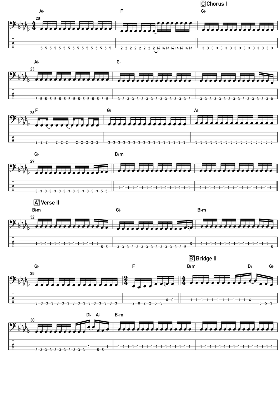 L'amore L'amore Bass Guitar Tablature scores gallery preview page 2