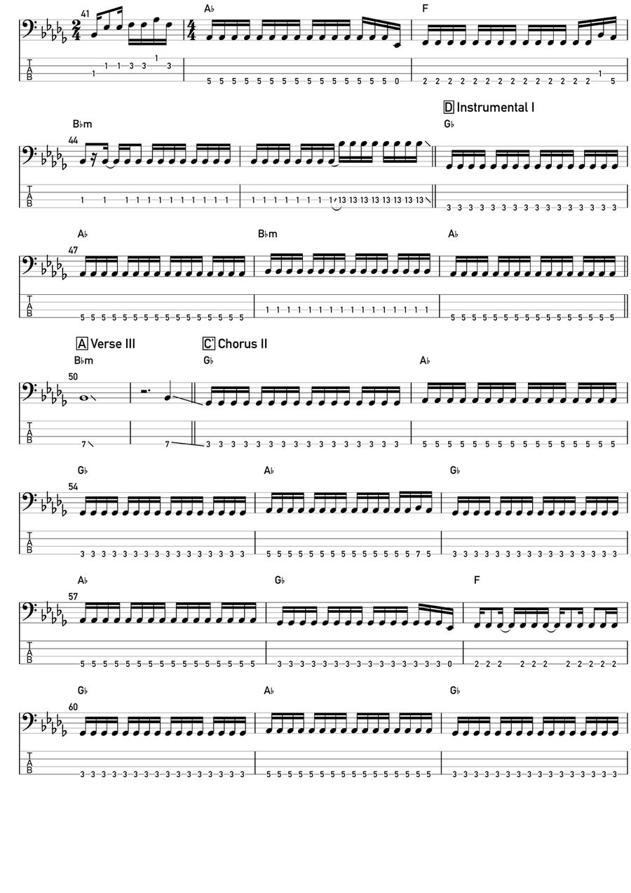 L'amore L'amore Bass Guitar Tablature scores gallery preview page 3