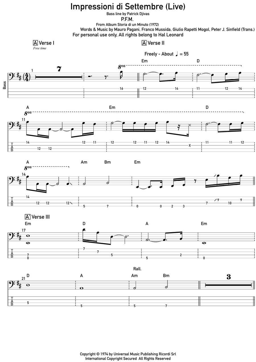 Impressioni Di Settembre (The World Became The World) Acoustic Guitar scores gallery preview page 1