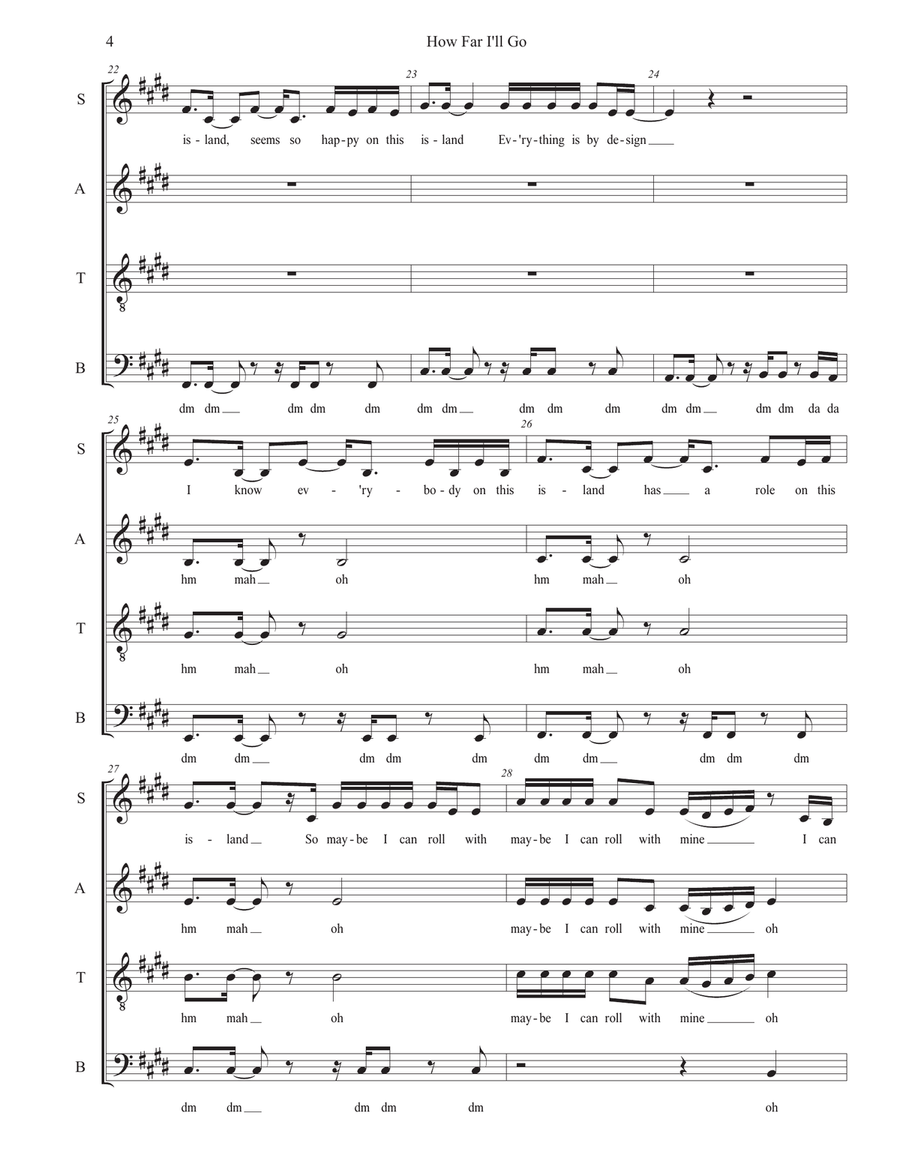 How Far I'll Go How Far I'll Go 4-Part scores gallery preview page 4