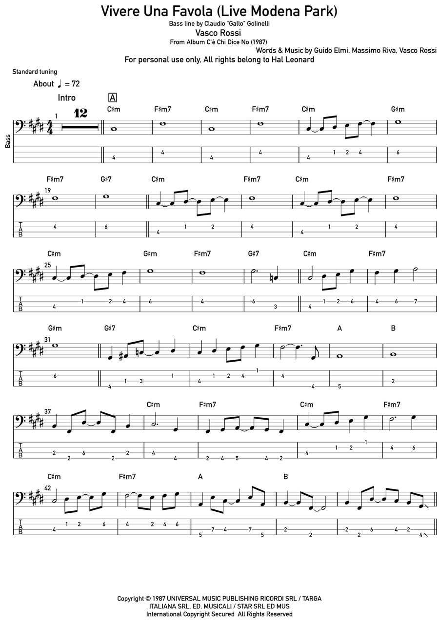 Vivere Una Favola Acoustic Guitar scores gallery preview page 1