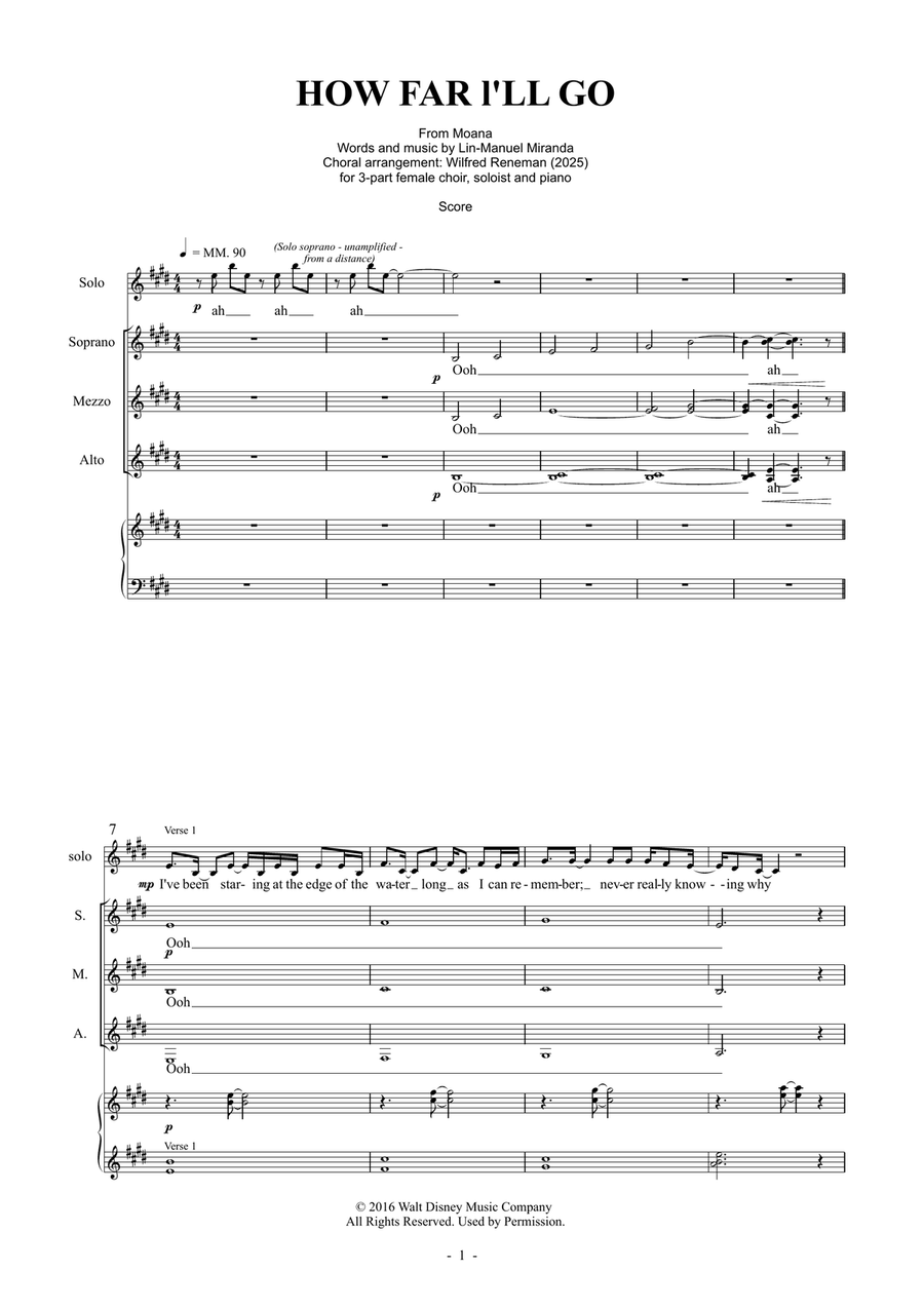 How Far I'll Go How Far I'll Go SSA scores gallery preview page 1