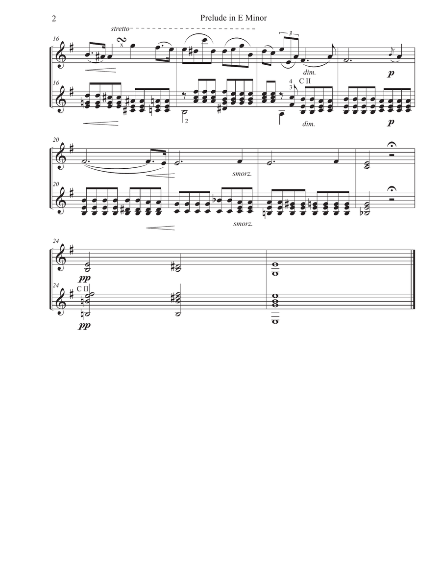 Chopin Prelude in E Minor (arr. violin & guitar) String Duet scores gallery preview page 2