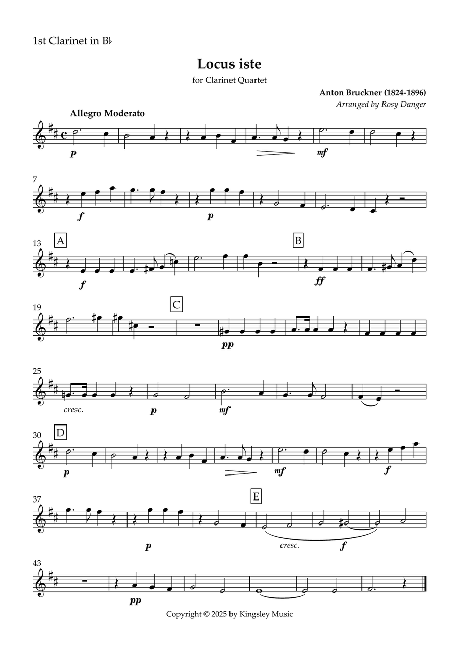 Locus Iste (Clarinet Quartet) Clarinet Quartet scores gallery preview page 3