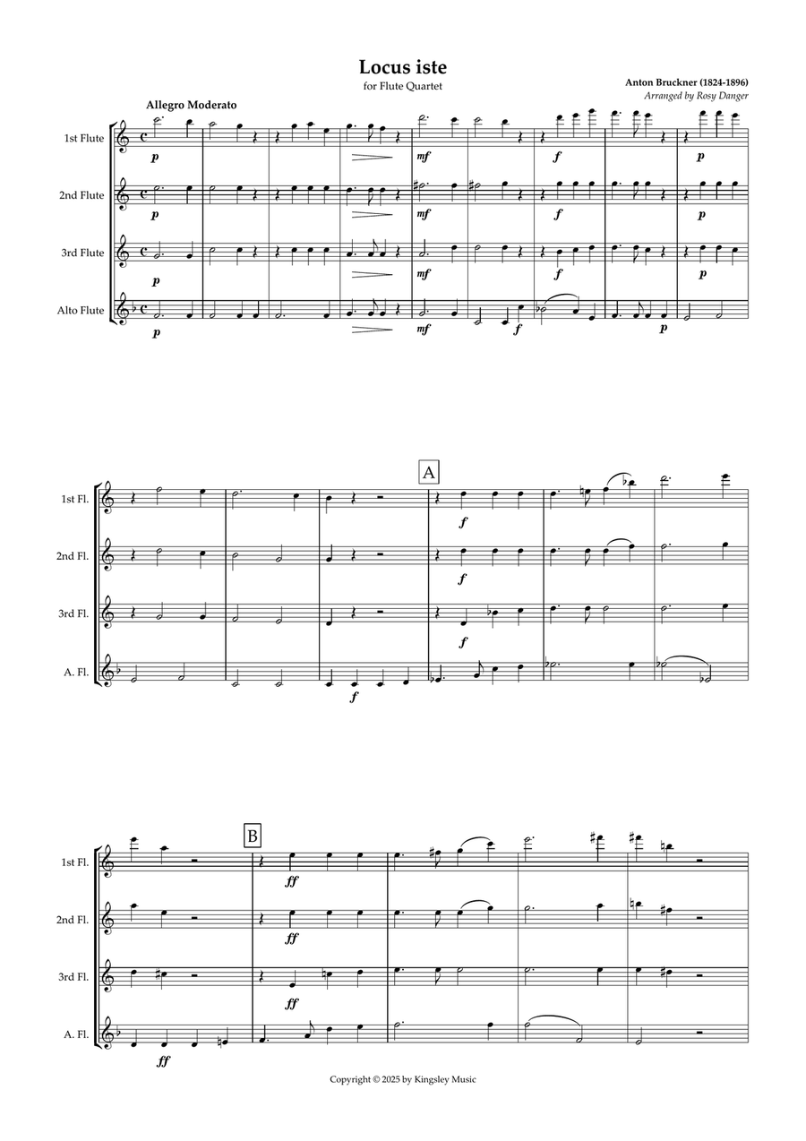 Locus Iste (Flute Quartet) Flute Quartet scores gallery preview page 1