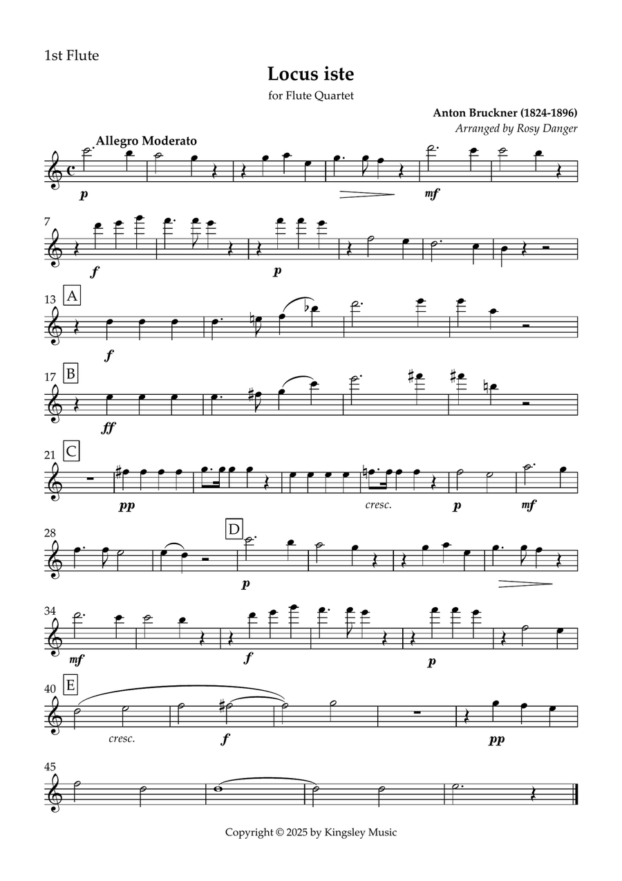 Locus Iste (Flute Quartet) Flute Quartet scores gallery preview page 3