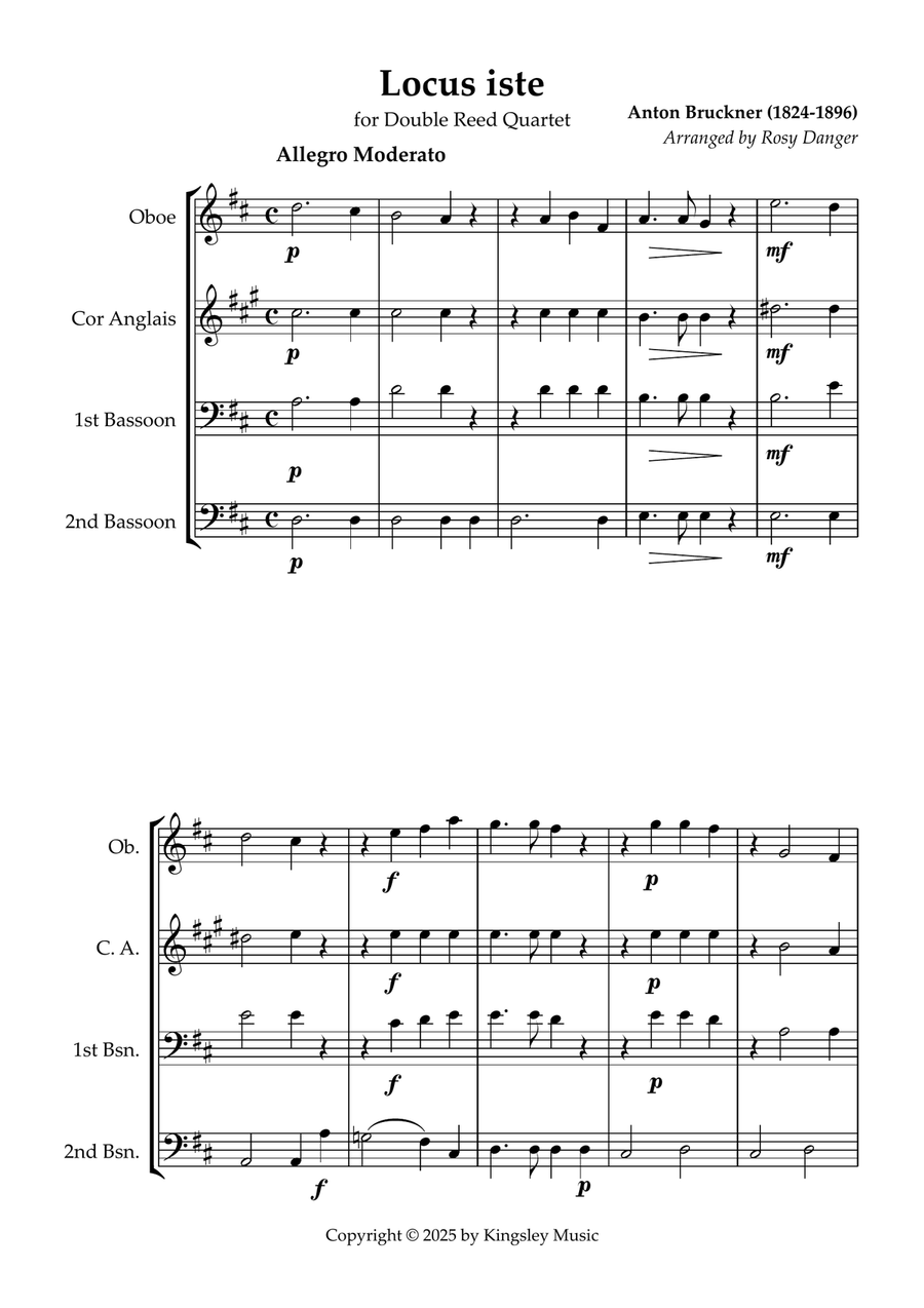 Locus Iste (Double Reed ensemble) Woodwind Quartet scores gallery preview page 1