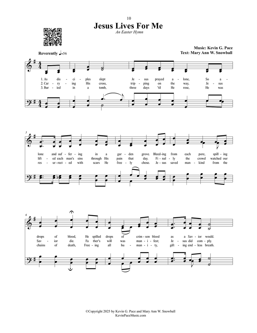 Jesus Lives For Me, a sacred Easter hymn 4-Part scores gallery preview page 2