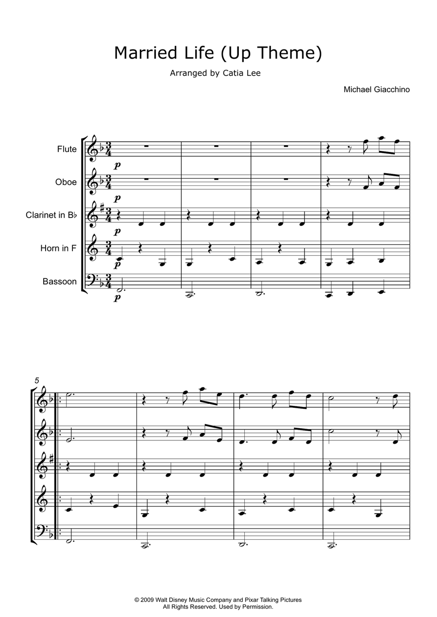 Married Life Married Life Woodwind Quintet scores gallery preview page 2