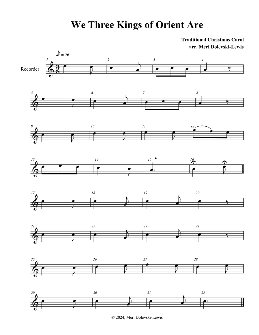 We Three Kings of Orient Are Recorder scores gallery preview page 1