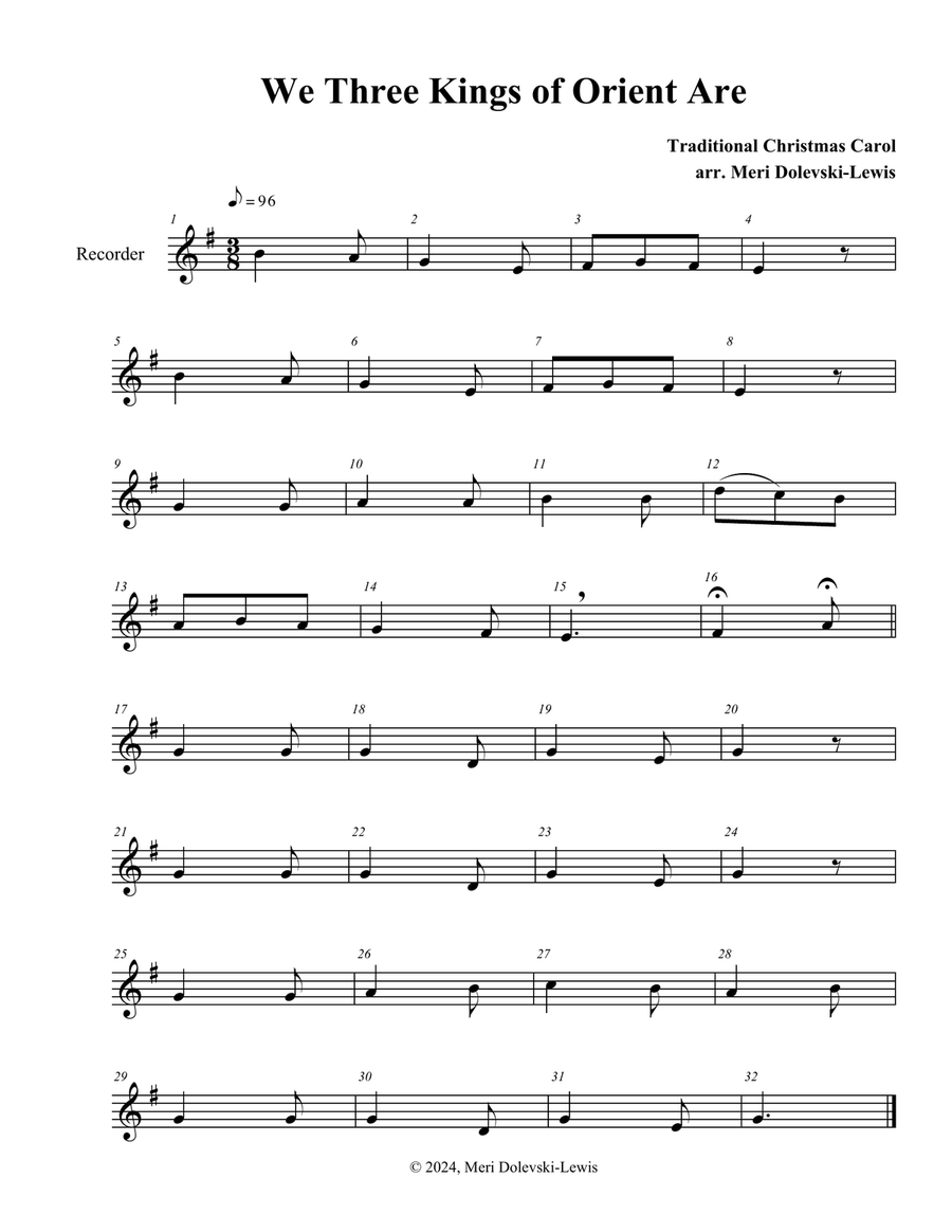 We Three Kings of Orient Are Recorder scores gallery preview page 1